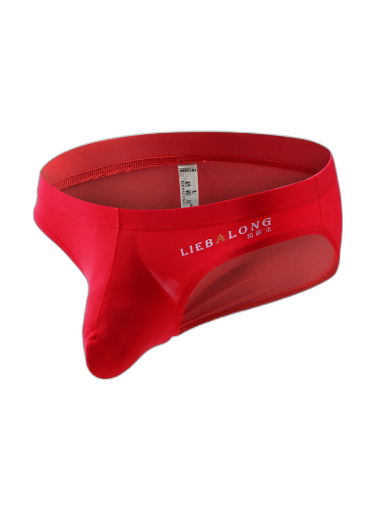 3 Packs of Men's Ice Silk Seamless Convex Pouch Briefs