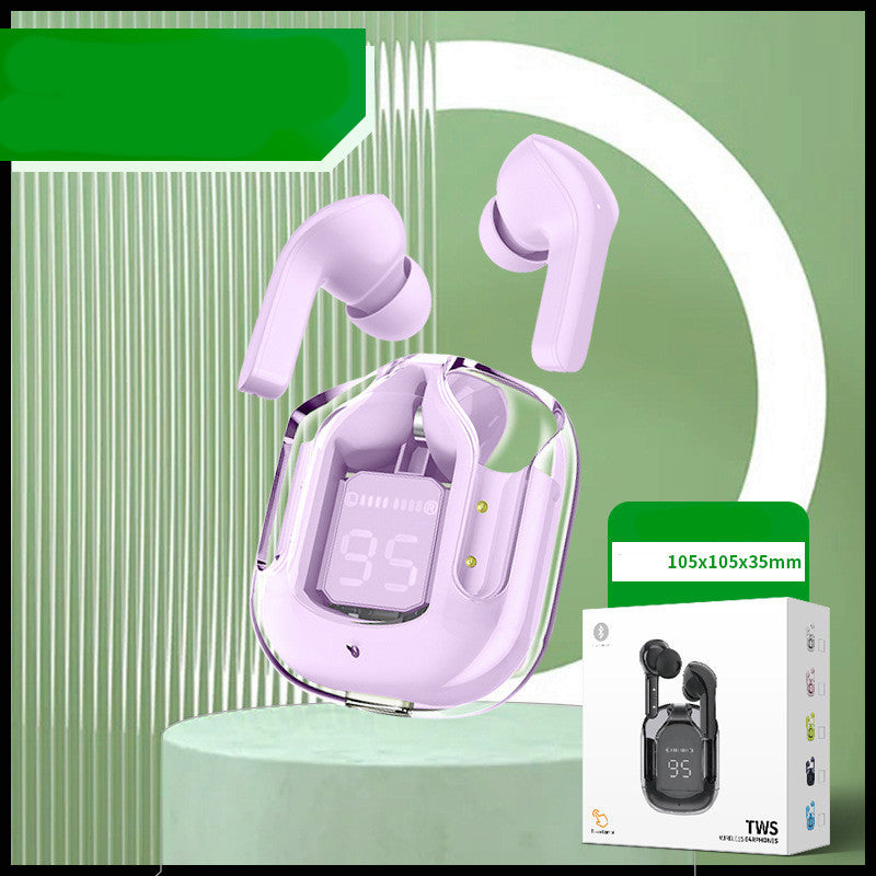 Premium Mini Transparent Wireless Earbuds - Bluetooth 5.3 ENC Noise Cancelling Headphones with Digital Display