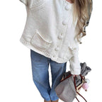 Women's Colorful-button Cardigan Sweater With Pockets