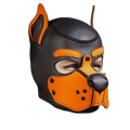 Mr S Leather Neoprene K9 Puppy Hood | Black/Orange