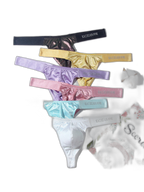 3 Pack Men's Low Waist Transparent Sexy Large Pouch Ice Silk Thong