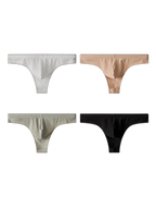4-Pack Men's Seamless Solid Color Stretch Fit Ice Silk Thong