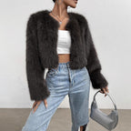Fashionable Winter Wear Thickened Warm Long-sleeved Cardigan Fur Coat