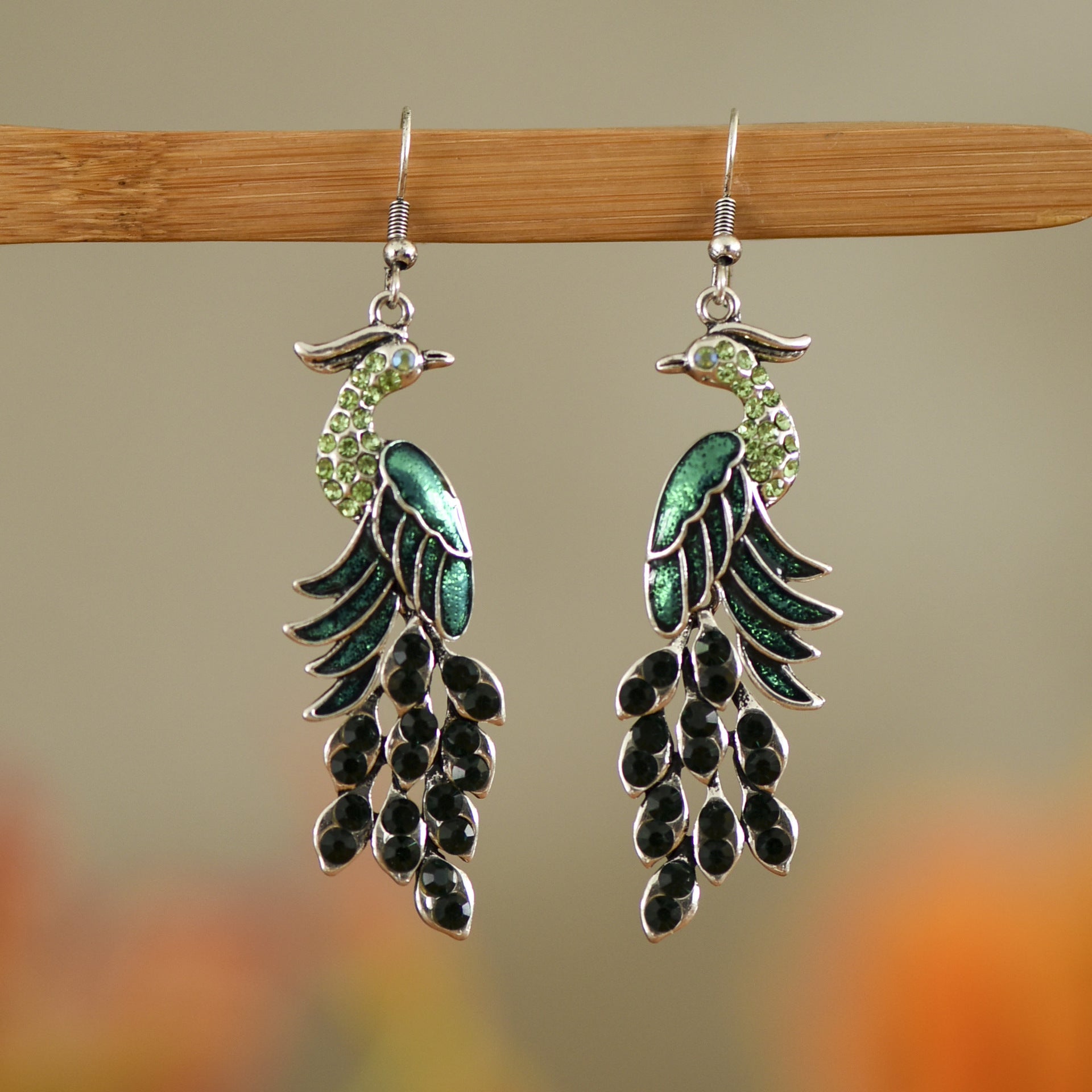 Peacock Boho Drop Earrings | Alloy Bird Ethnic Style Jewellery
