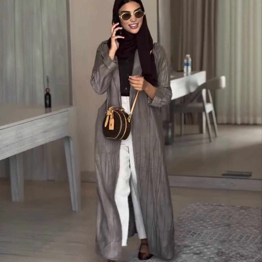 Simple Graceful Mid-length Cardigan Trench Coat