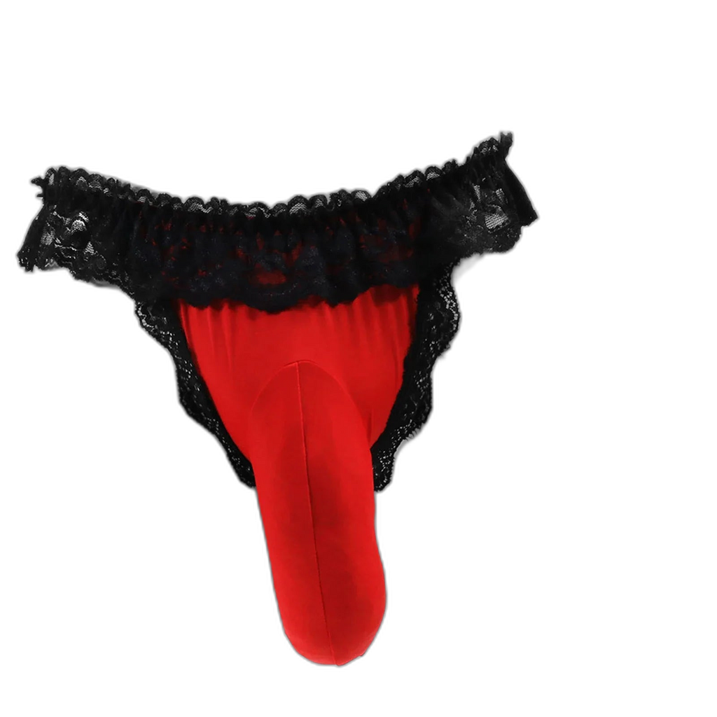 Frilly Lace Sissy Thong With Bulge Lift