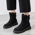 Middle Tube Plush Warm Cotton Shoes Leather And Fur Integrated Winter Women's Boots