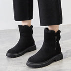 Middle Tube Plush Warm Cotton Shoes Leather And Fur Integrated Winter Women's Boots