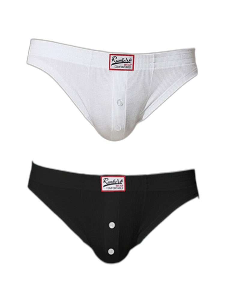 2 Pack Men's Premium Comfortable Fabric Low-Rise U-Shaped Button Fly Briefs