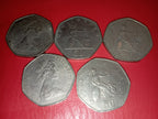 COIN : 5 OLD STYLE BRITISH 50P'S
