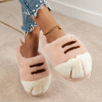 3D Cat Paw Plush Slippers Flat Thermal Winter Slippers Comfortable Fluffy Home Slippers Furry Paw Couple Slippers For Indoor Bedroom