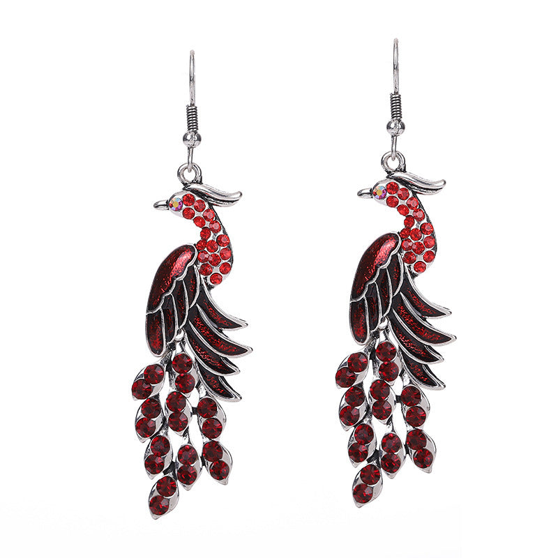 Peacock Boho Drop Earrings | Alloy Bird Ethnic Style Jewellery