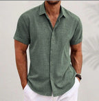 Men’s Business Casual Shirt with Lapel Collar – Smart Slim Short Sleeve
