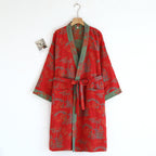 Women's SpringSummer Jacquard Woven Pure Cotton Double-Layer Gauze Nightgown