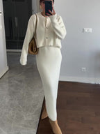 Women's 2-Piece Cardigan & Maxi Skirt Suit Set - Elegant Co-ord Outfit