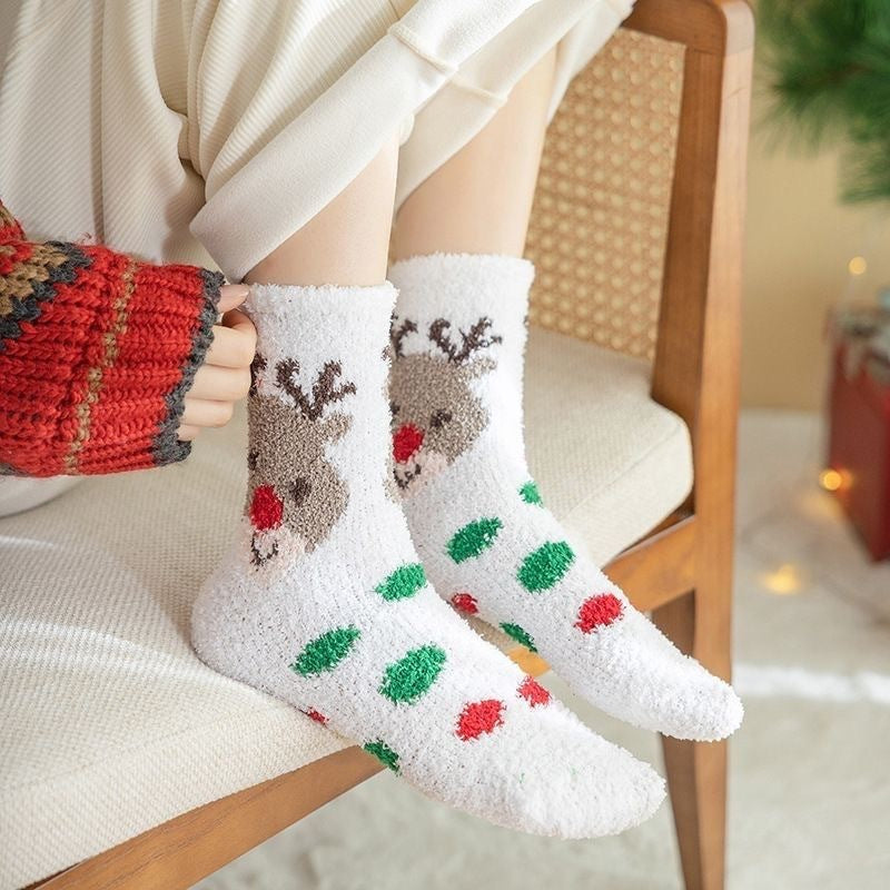 Christmas Gift Stockings New Year Stockings Women's Coral Fleece