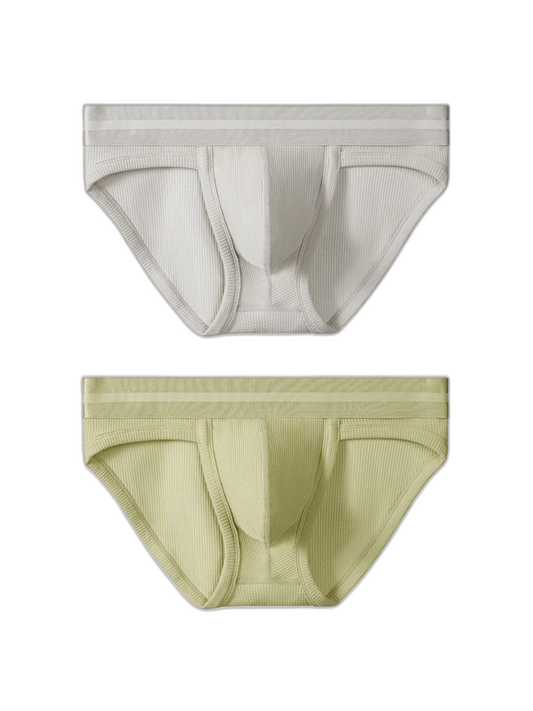 2 Pack Men's Waffle-Knit Cotton Separable Scrotum Support Briefs