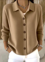 Button-knitted Lapel Sweater Cardigan Coat For Women