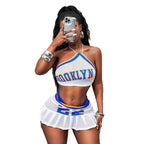Women's Fashion Halter Top And Midriff-length Printed Skirt Set