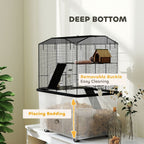 PawHut Hamster Cage, Three-Tier Gerbil Cage w/ Deep Bottom, Ramp, Food Dish