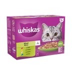 4 x Whiskas Cat 1+ Pouch Jely Mixed Menu 12 Pack - 12X85Gm