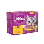 4 x Whiskas Cat 7+ Pouch Jelly Poultry Feasts 12 Pack - 12X85Gm