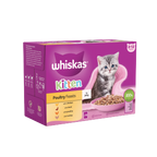 4 x Whiskas Kitten Pouch Jelly Poultry Feasts 12 Pack - 12X85Gm