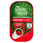 10 x John West Mackerel Fillets Tomato Sauce 125Gm