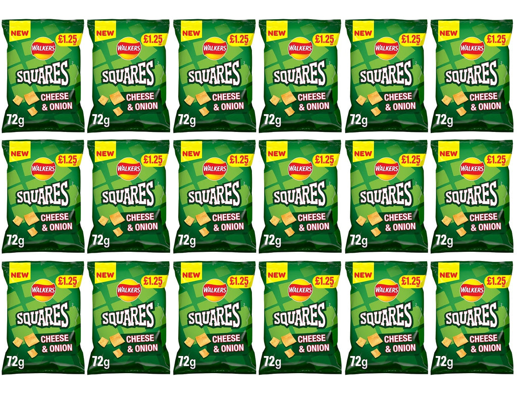 18 x Walkers Squares Cheese & Onion - 72GM