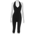 Women's Halter Deep V-Neck High-Slit Backless Cropped Jumpsuit