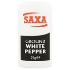 12 x Saxa Ground White Pepper 25Gm