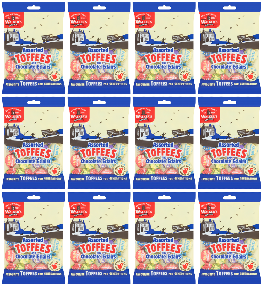 12 x Walkers Assorted Toffees & Chocolate Eclairs 150Gm
