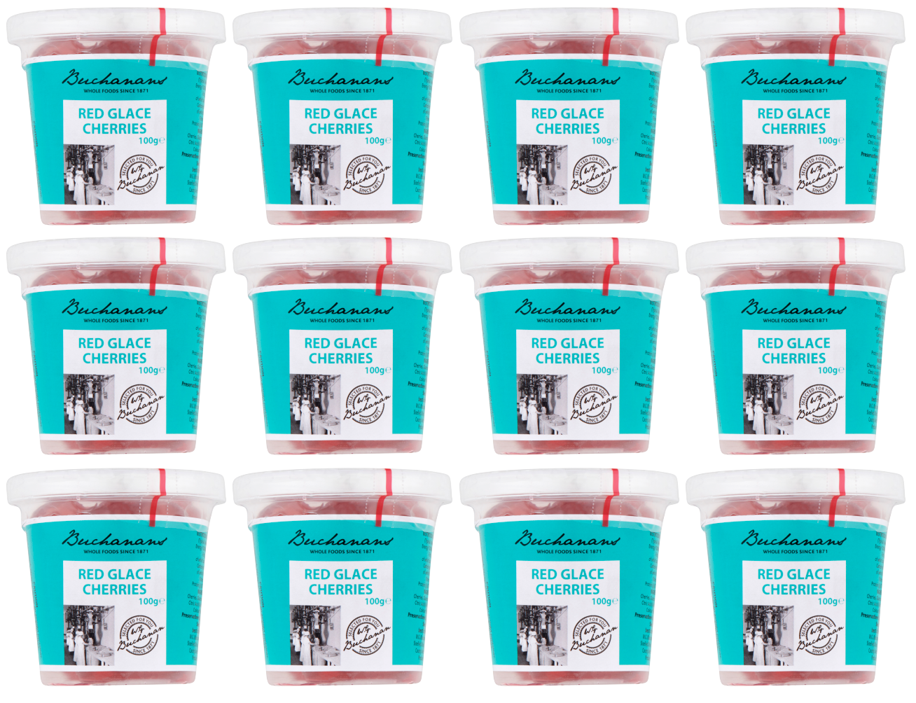 12 x Buchanan Glace Cherries 100G