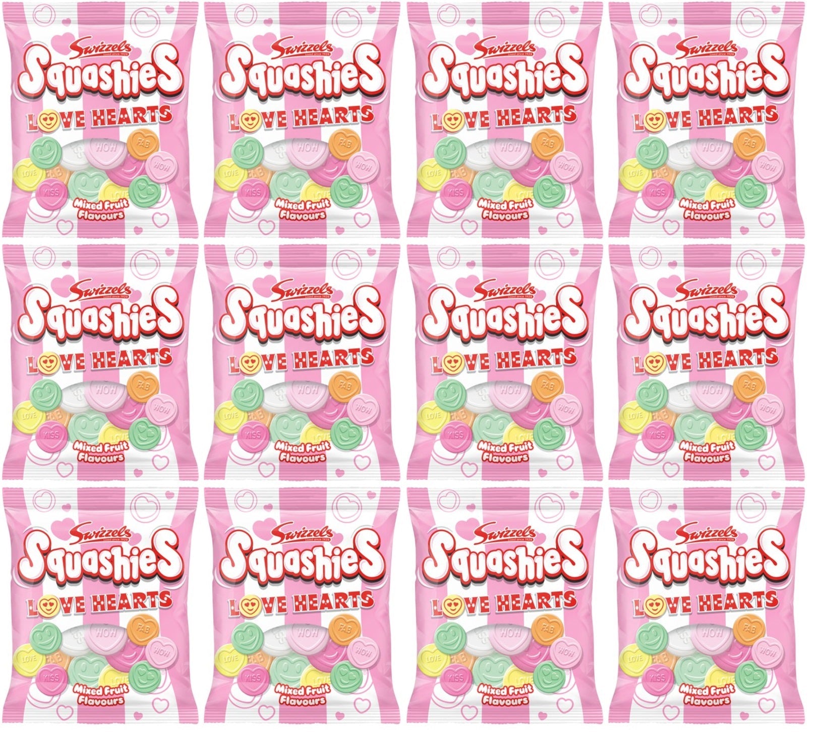 12 x Squashies Love Hearts - 120GM