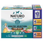 4 x Naturo Adult Dog Pouch Selection Gravy 12 Pack - 12X100GM