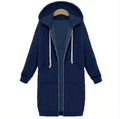 Hooded long-sleeved winter sweater women's jacket in a long thick shirt