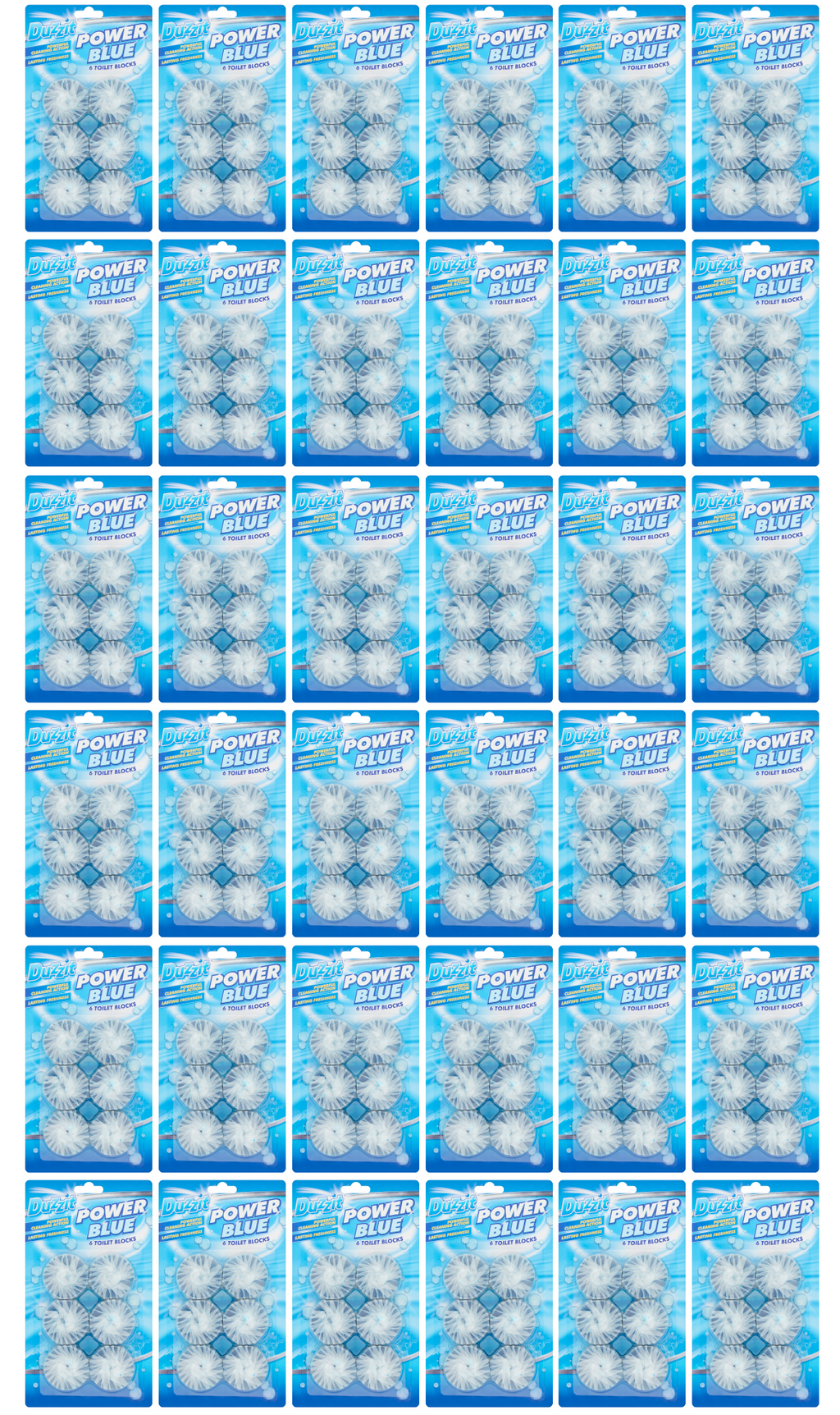 36 x Duzzit Power Blue Toilet Block - 6 Pack