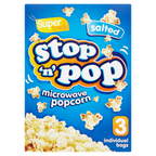 16 x Stop N Pop Microwave Popcorn Salted 3X85Gm