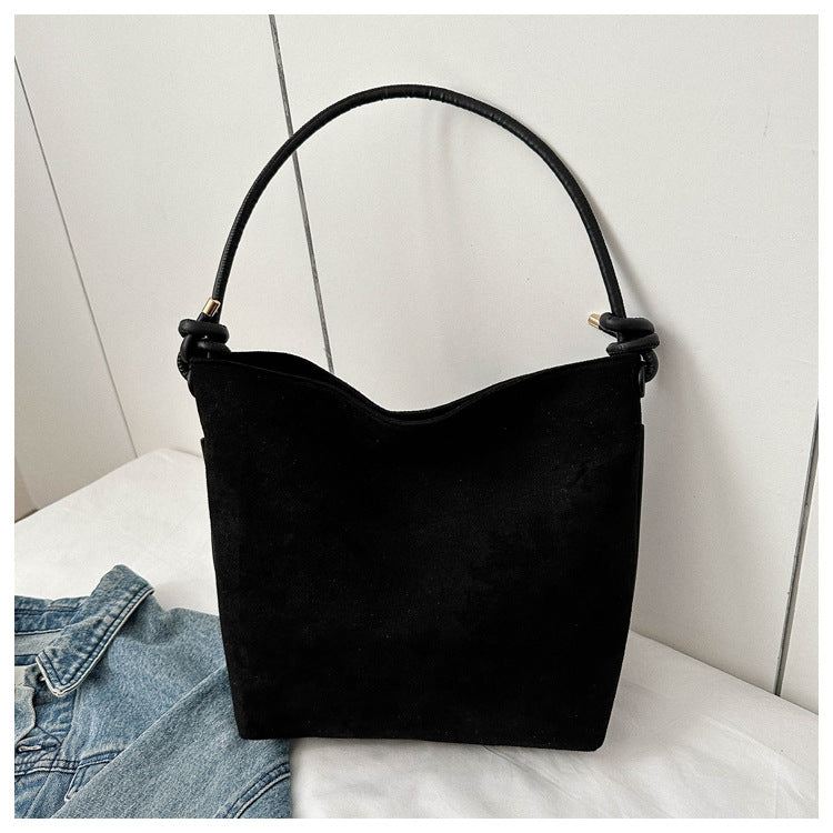 Large Capacity Frosted Suede Fashion Casual Shoulder Underarm Tote Handbag