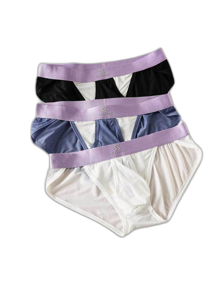 3 Pack Men's Ice Silk Breathable Mesh Low-Rise Classic Briefs