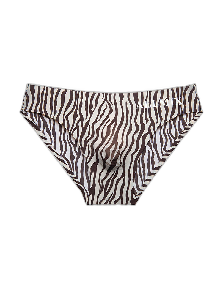 3 Pack ALLMIX Men's 3D Pouch Sexy Leopard Print Ice Silk Briefs