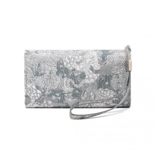 WTM2448 - Miss Lulu Elegant Women's Long Purse with Detachable Wrist Strap And Multi-Card Organizer - Grey