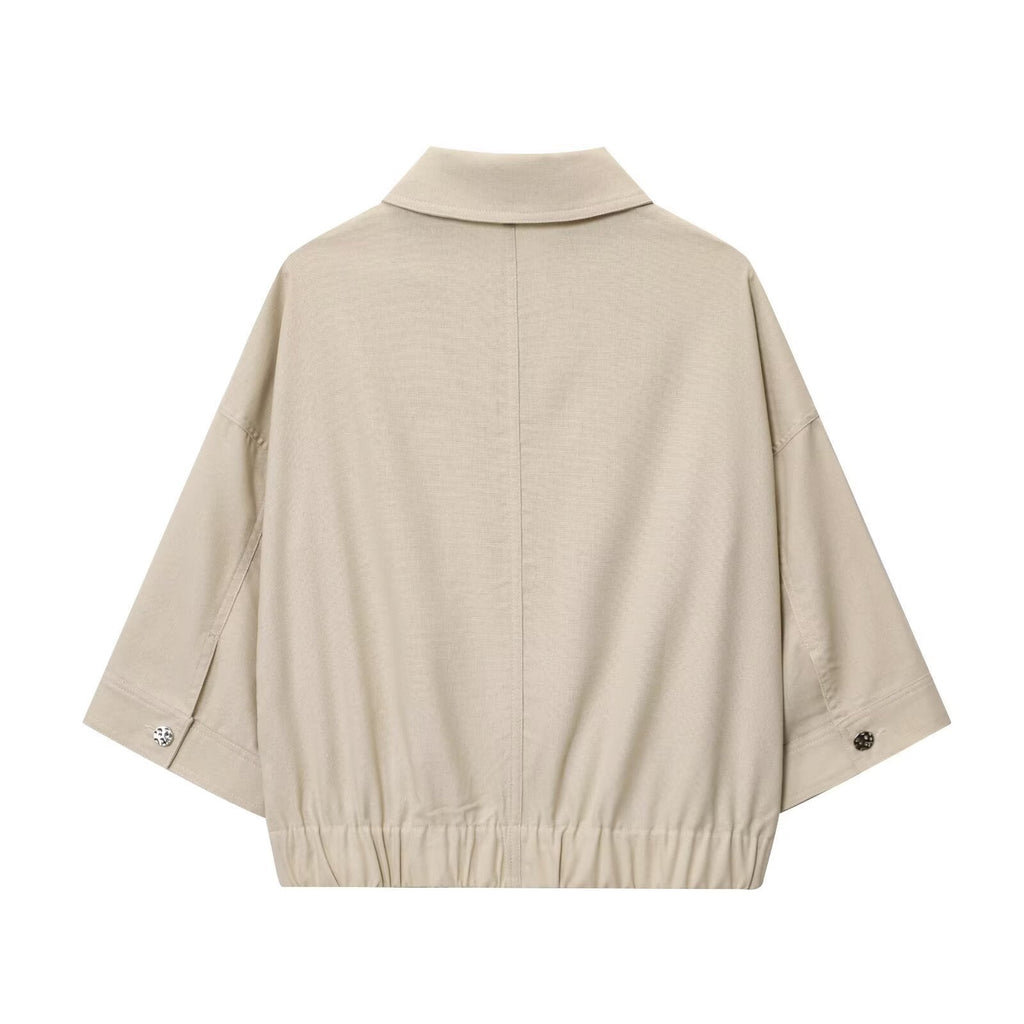 Women's New Ramie Blend Zip Jacket