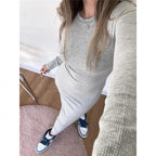 Women's Pure Color Minimal Versatile Tight Long Sleeve Narrow Dress