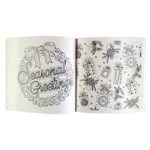 Colouring Therapy, Christmas Premium Adult Colouring Book - 60 Designs to Colour - Size 210mm x 210mm