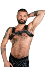 ruff GEAR RAW  Leather Bulldog Harness Black White