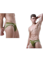 3 Pack Men's Mid-Rise Cotton Striped Briefs