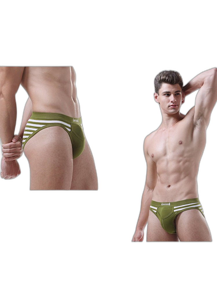 3 Pack Men's Mid-Rise Cotton Striped Briefs