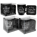 Worlds Best Dad Mug &amp; Coaster Set 4 variants one supplied from stock