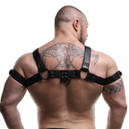 ruff GEAR Double Tone Leather Bulldog Harness Black